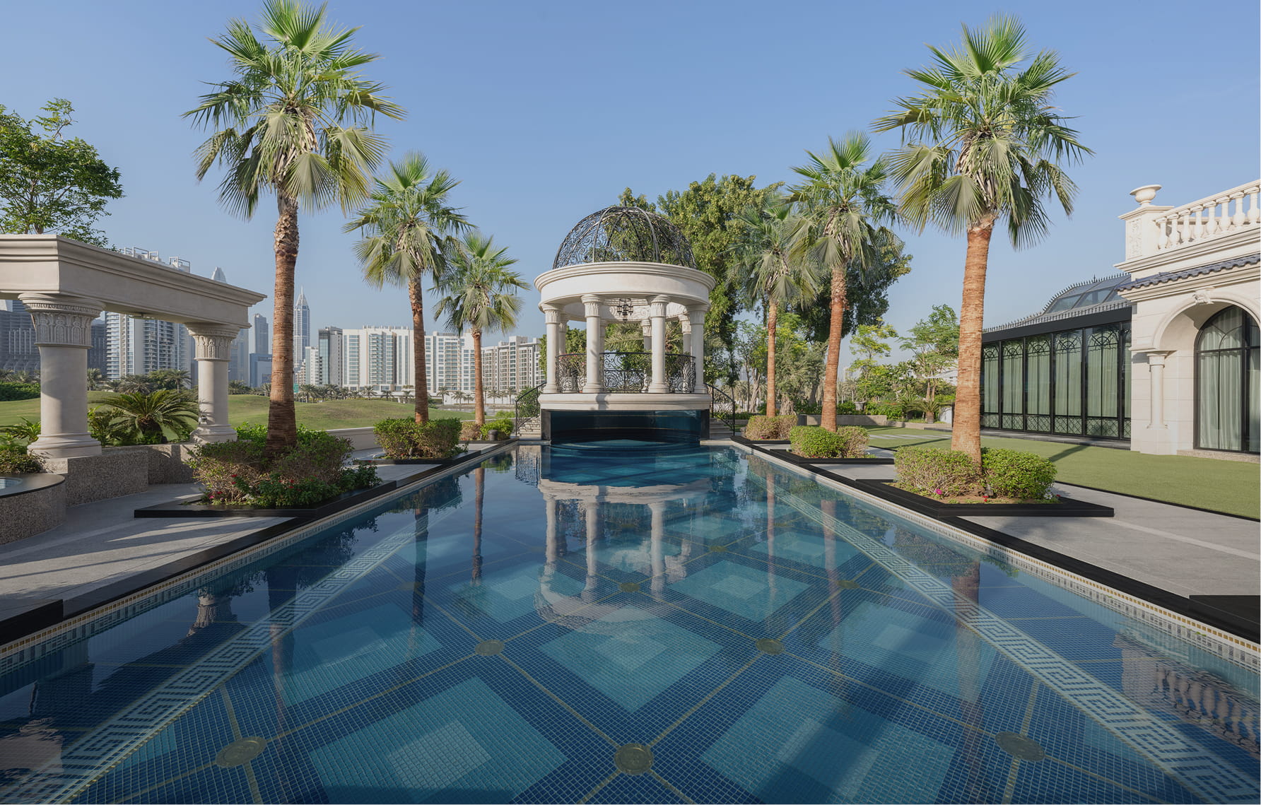 Mansion — landscaping and pool